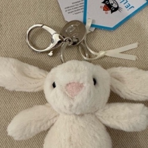 NWT Retired RARE mini bashful bunny keychain Authentic Cream - Picture 6 of 10
